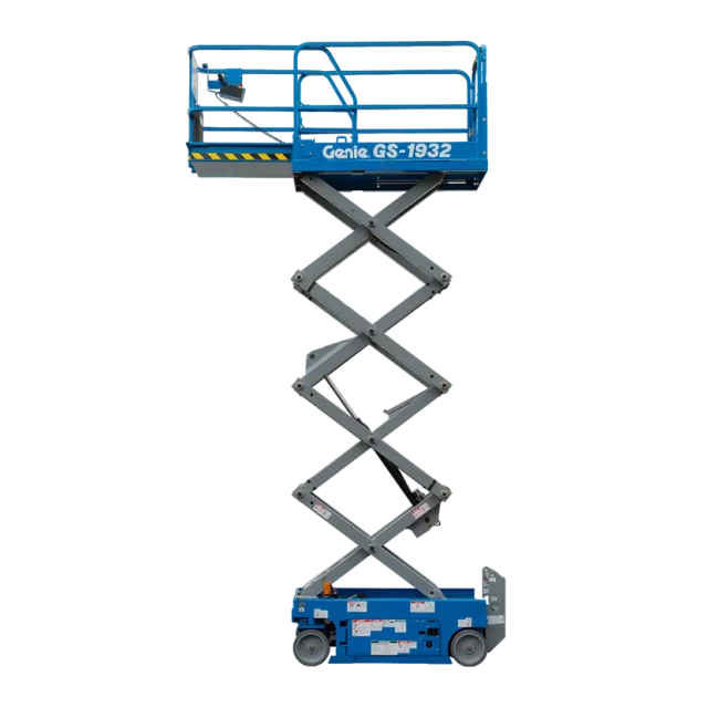 Liten och smidig saxlift som ger dig möjlighet att jobba på 7,6 meters höjd inom eller utomhus.